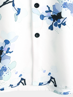 Men's Floral Print Lapel Button Holiday Short Sleeve Shirt