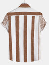 Men's Vintage Vertical Striped Casual Short Sleeve Shirt
