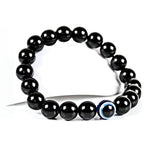 Devil's Eye Black Glass Shiny Bead Bracelet