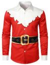 Men's Santa Claus Christmas Themed Top Red Funny Holiday Long Sleeve Shirt