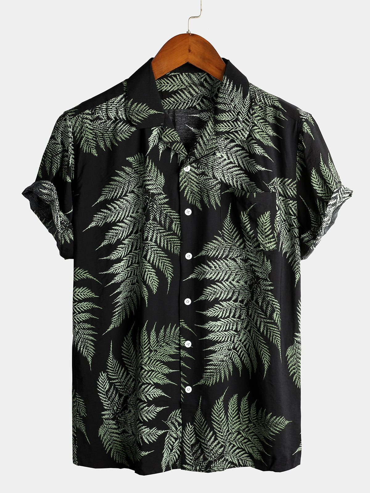 Men's Short Sleeve Chest Pocket Cotton Print Shirt