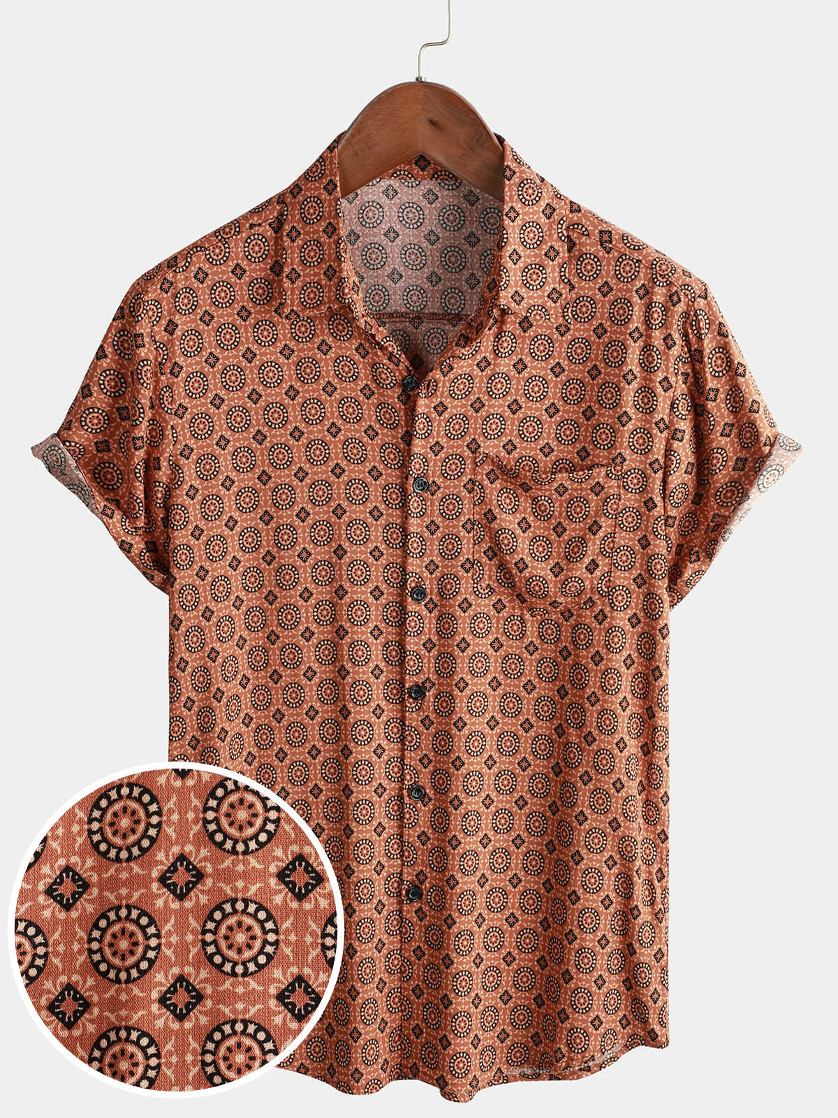 Men's Button Up Vintage Summer Beach Short Sleeve Shirt