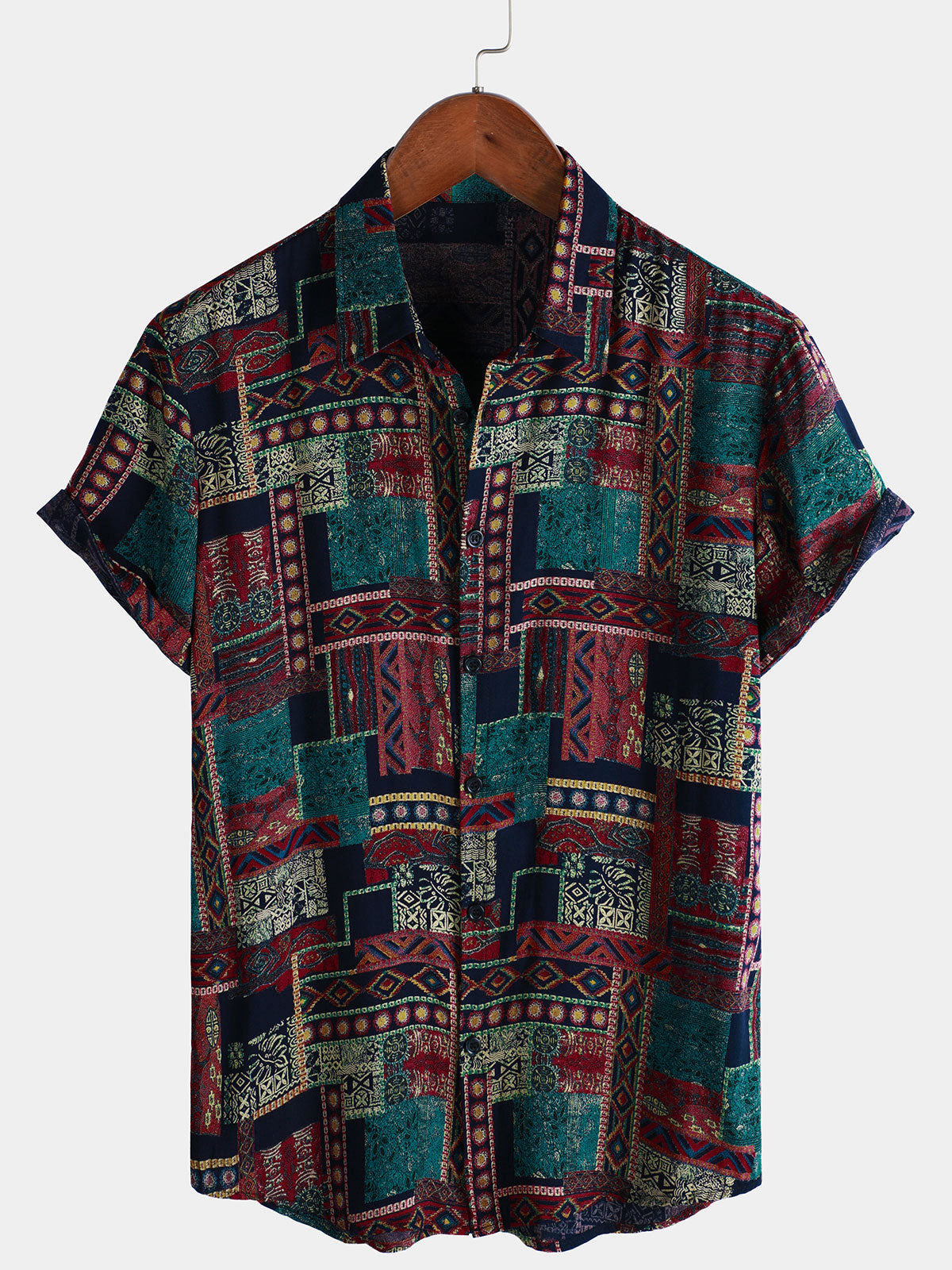 Men's Retro Holiday Breathable Ethnic Hawaiian Short Sleeve Shirt