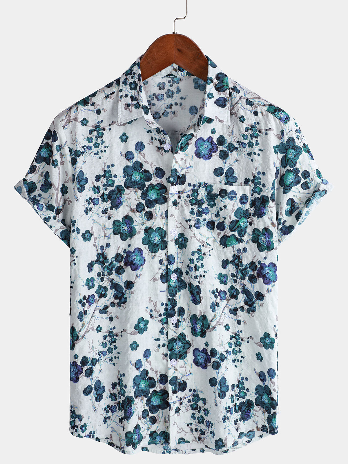 Men's Floral Print Pocket Resort Short Sleeve Shirt