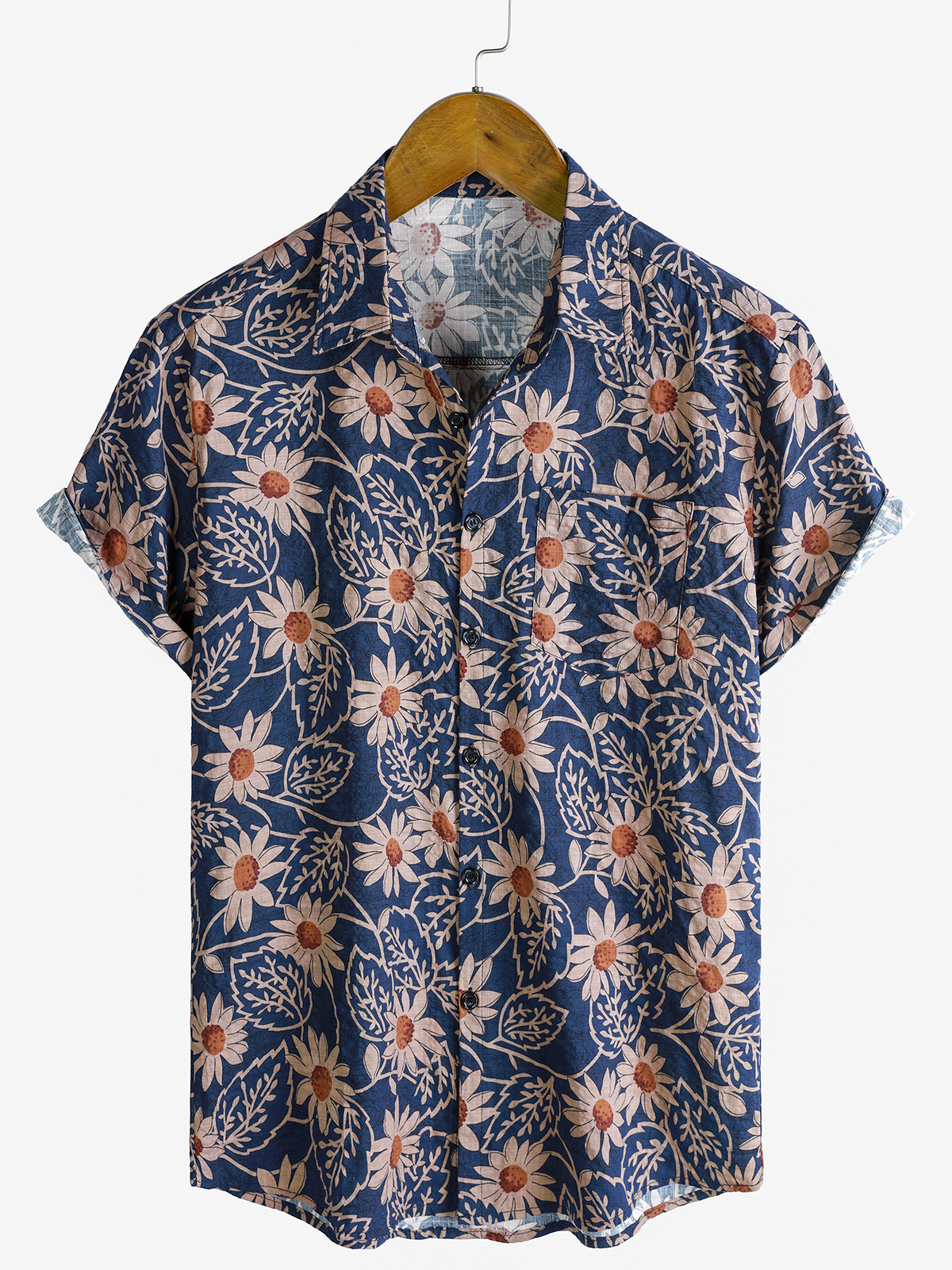 Men's Retro Beach Holiday Button Up Short Sleeve Floral Shirt