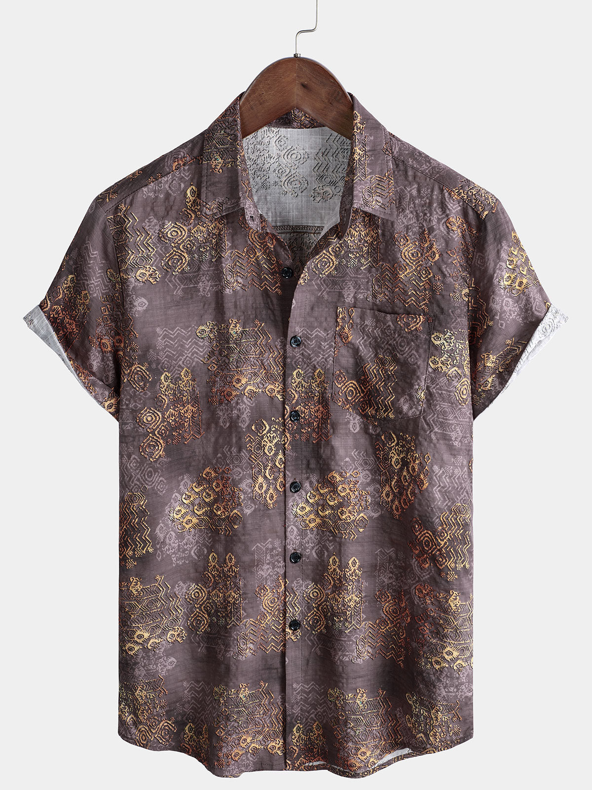 Men's Retro Abstract Print Vacation Short Sleeve Shirt