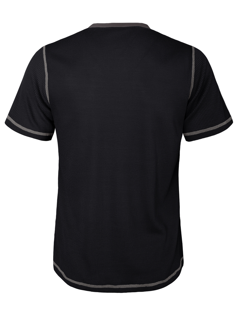 Men's Vintage Solid Color Henley Collar Casual Short Sleeve T-Shirt
