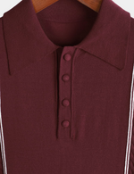 Men's Casual Vintage Knit Short Sleeve Striped Golf Polo Shirt