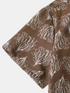 Men's Casual Vintage Floral Print Vacation Button Up Short Sleeve Shirt