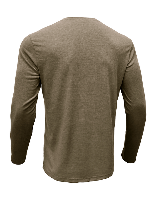 Men's Solid Color Cotton Casual Henry Collar Pocket Long Sleeve T-Shirt