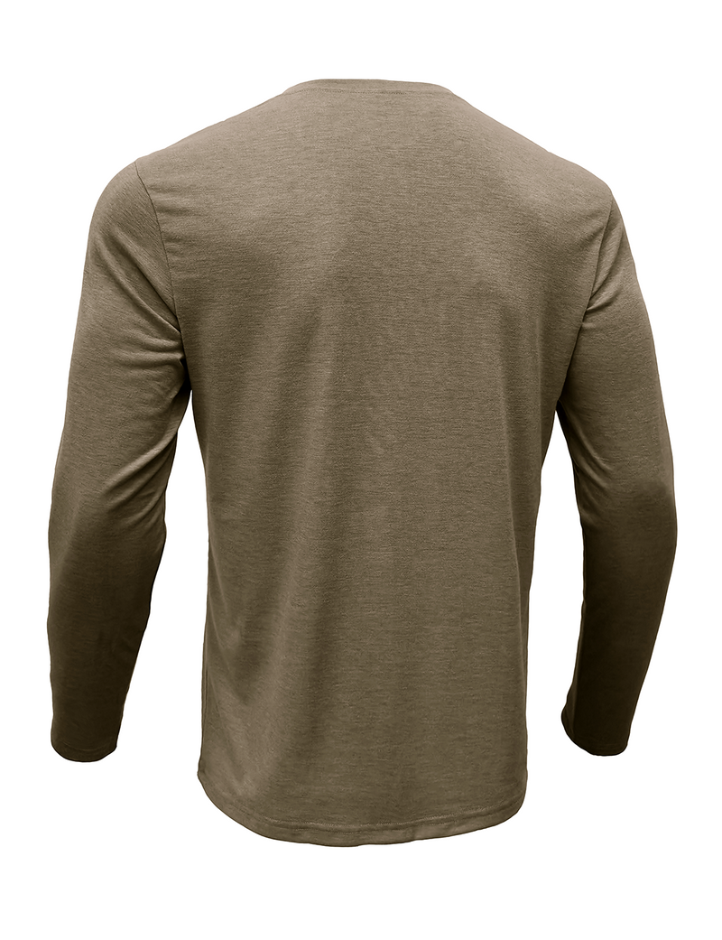 Men's Solid Color Cotton Casual Henry Collar Pocket Long Sleeve T-Shirt