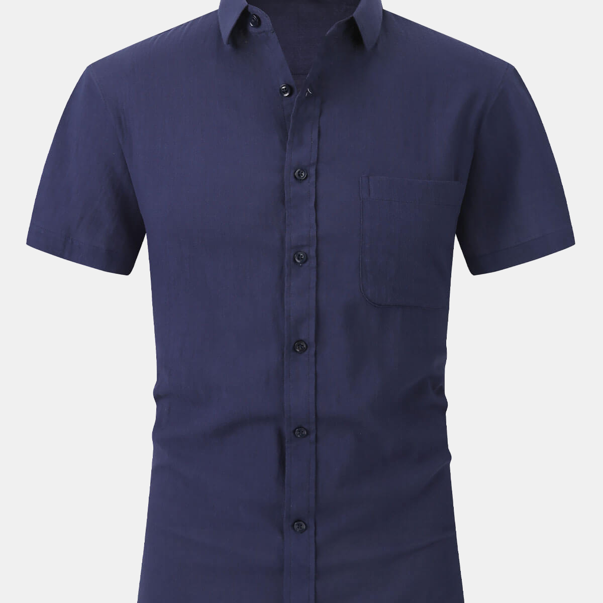 Men's Cotton Casual Pocket Solid Color Summer Short Sleeve Shirt