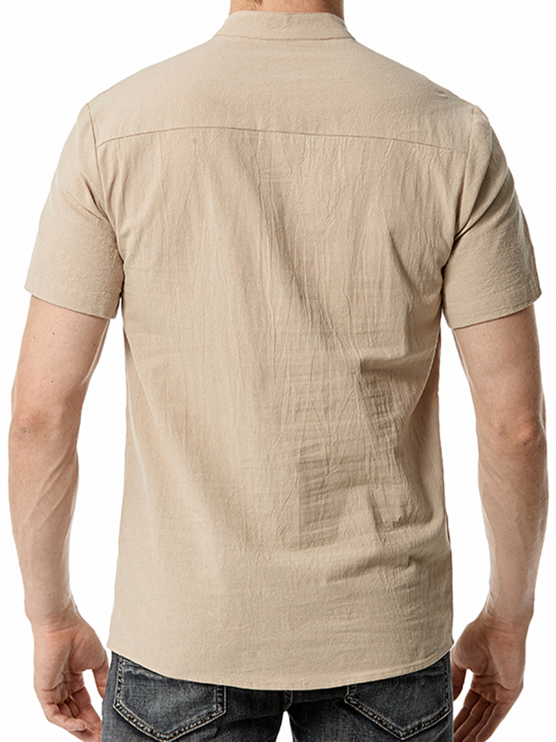 Men's Cotton Casual Pocket Beach Summer Short Sleeve Button Shirt