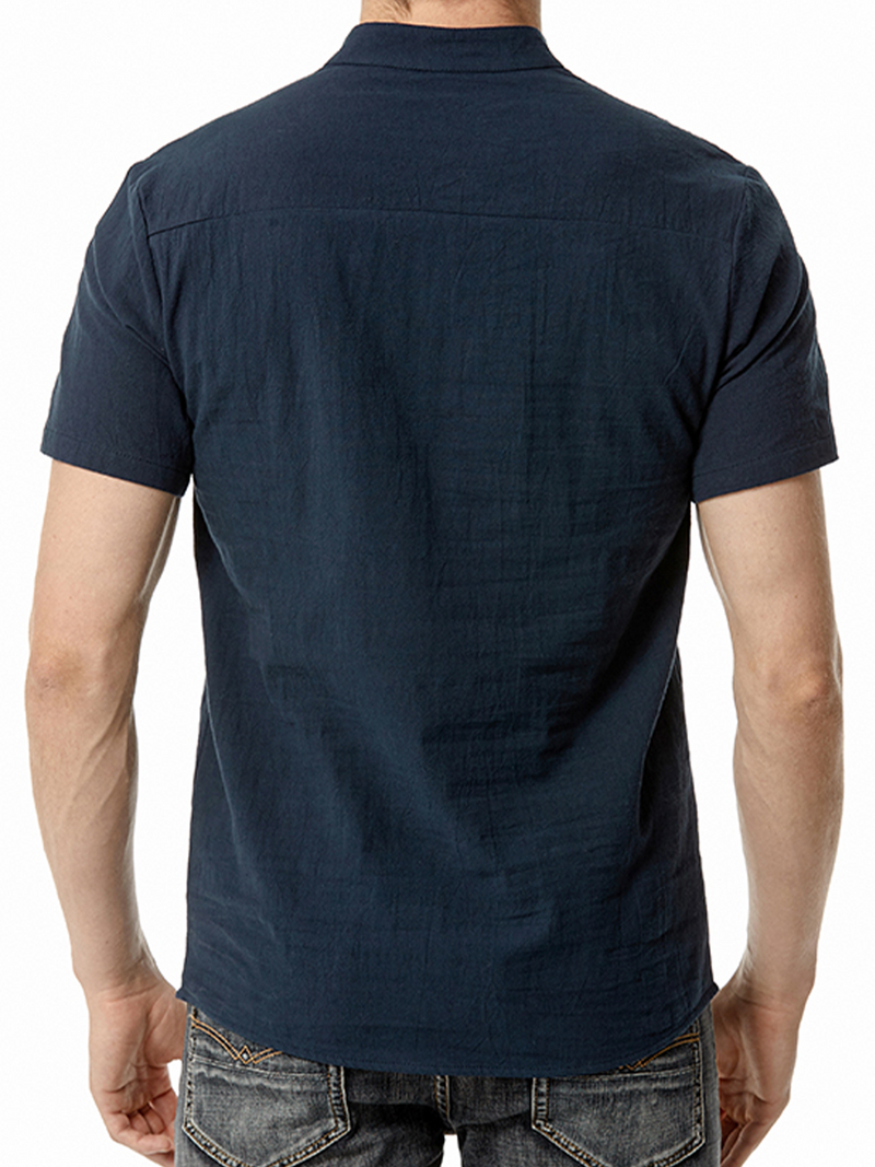 Men's Cotton Casual Pocket Beach Summer Short Sleeve Button Shirt