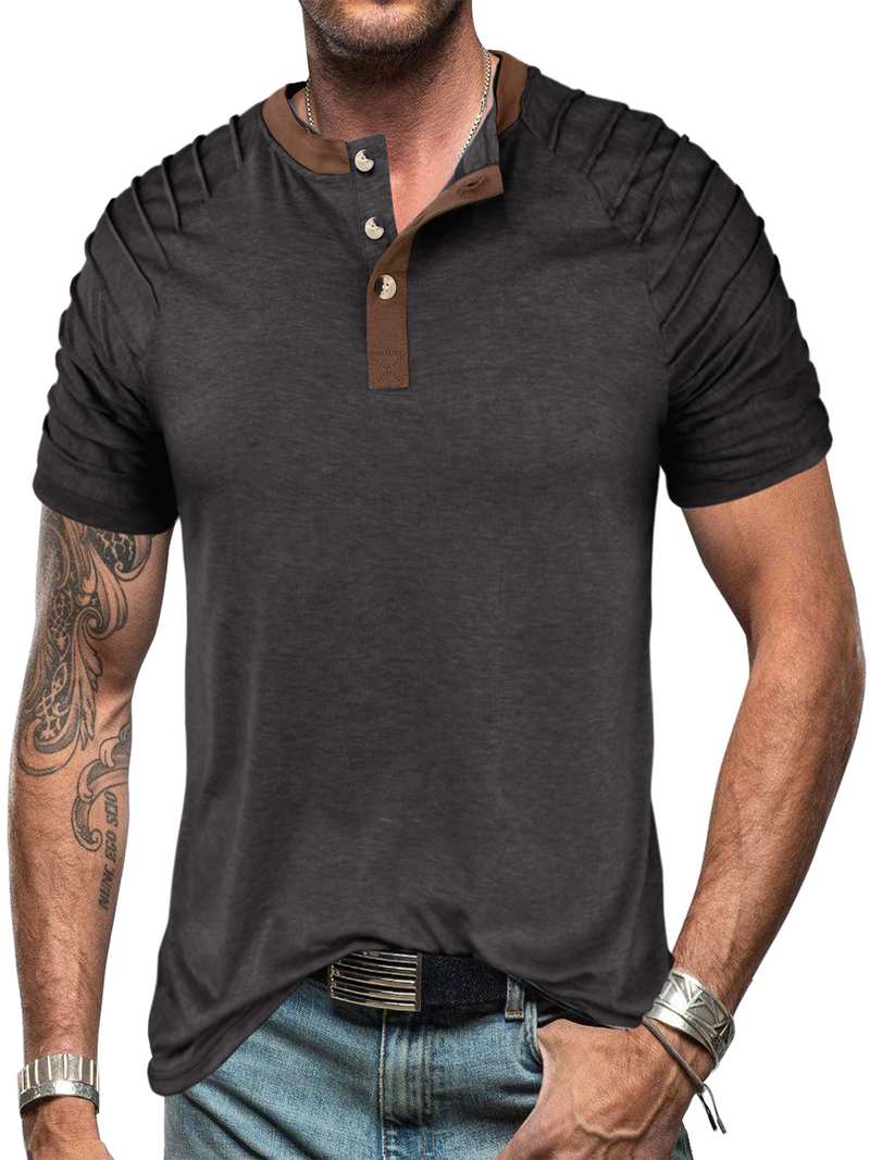 Men's Casual Color Summer Block Short Sleeve Solid Color T-shirt