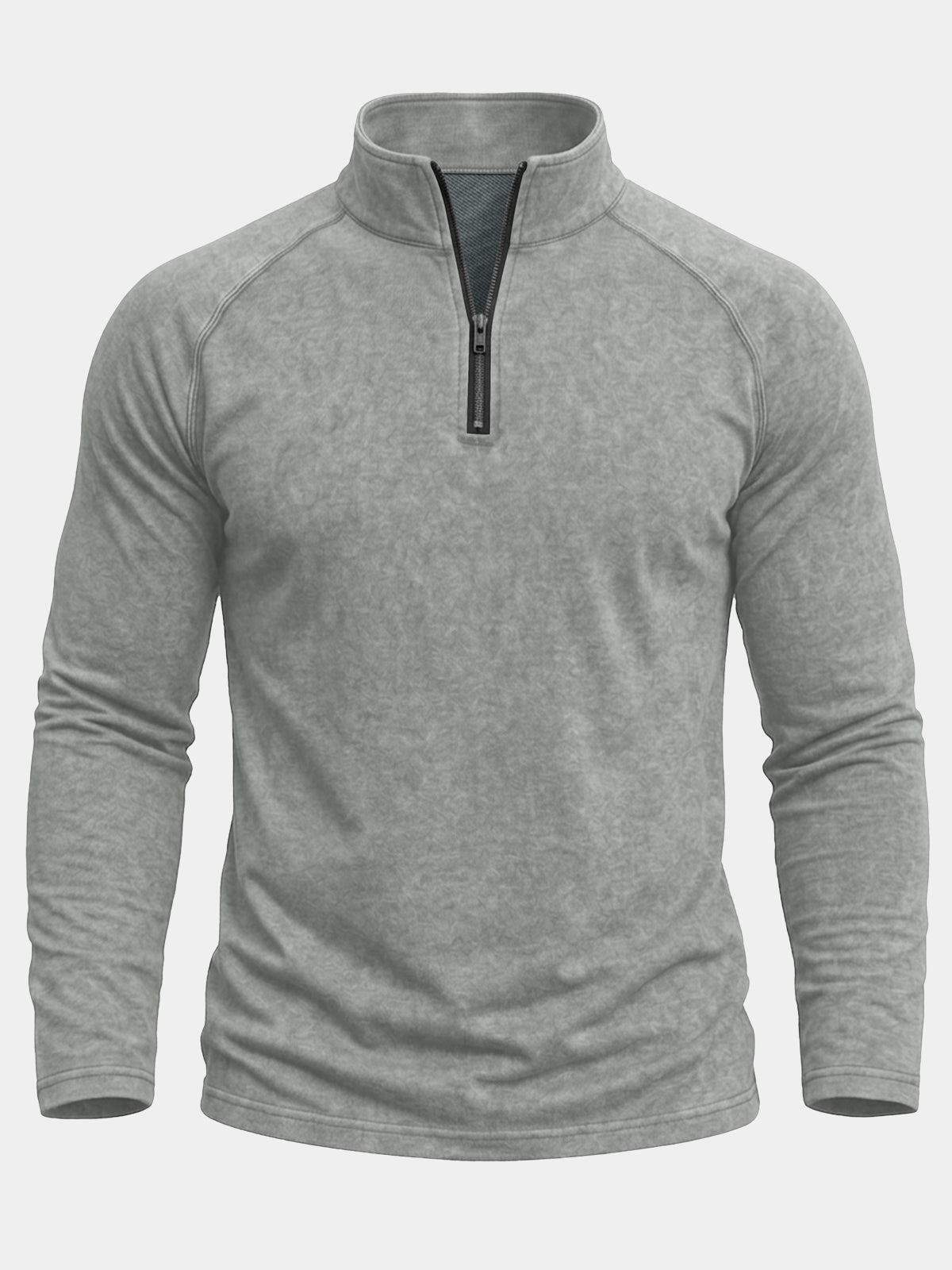 Men's Grey Quarter Zip Raglan Long Sleeve Sweatshirt