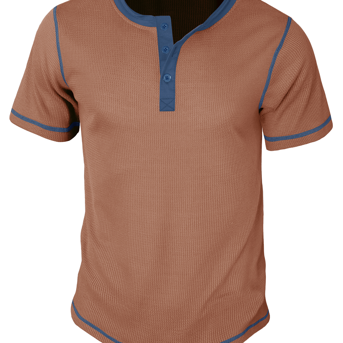 Men's Breathable Solid Color Henley Collar Vintage Short Sleeve T-Shirt