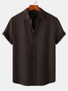 Men's Casual Breathable Solid Color Lapel Summer Short Sleeve Shirt