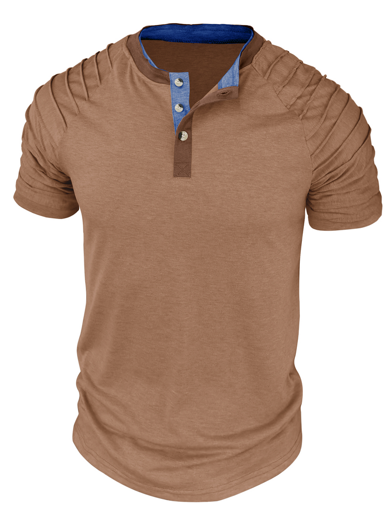 Men's Casual Color Summer Block Short Sleeve Solid Color T-shirt