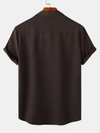 Men's Casual Breathable Solid Color Lapel Summer Short Sleeve Shirt