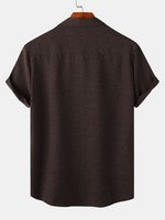 Men's Casual Breathable Solid Color Lapel Summer Short Sleeve Shirt