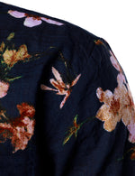 Men's Floral Cotton Tropical Flower Button Up Navy Blue Short Sleeve Hawaiian Shirt