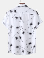 Men's Bamboo Print Vacation Short Sleeve Button Up Casual Shirt