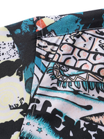 Men's Casual Cuban Collar Tropical Print Summer Short Sleeve Shirt