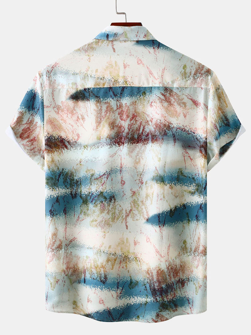 Men's Casual Gradient Abstract Vacation Short Sleeve Shirt