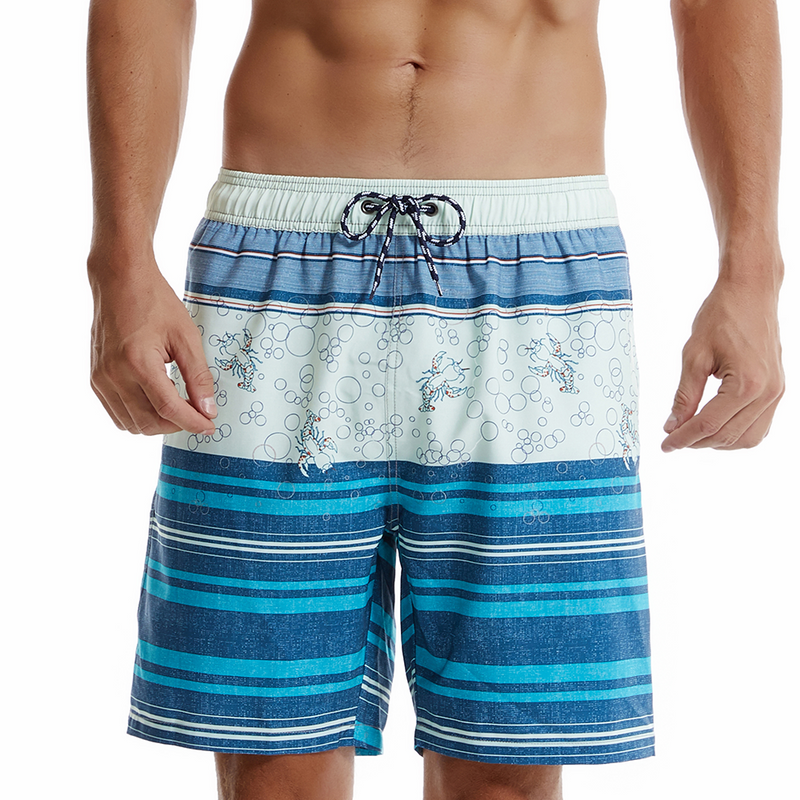 Men's Seaside Striped Print Quick Dry Beach Trunks Swimming Trunks