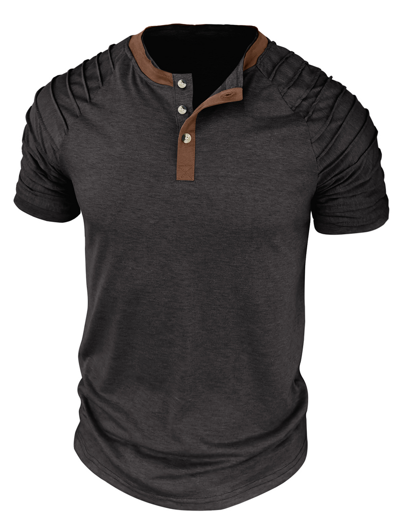 Men's Casual Color Summer Block Short Sleeve Solid Color T-shirt