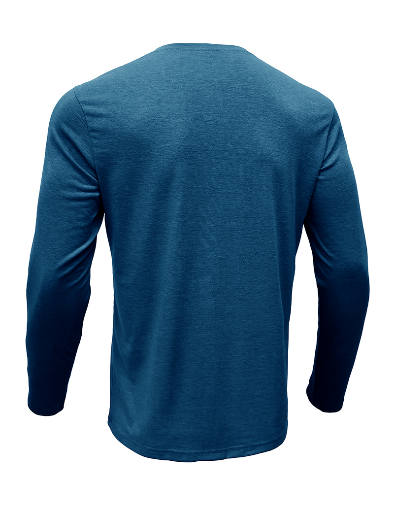 Men's Solid Color Cotton Casual Henry Collar Pocket Long Sleeve T-Shirt