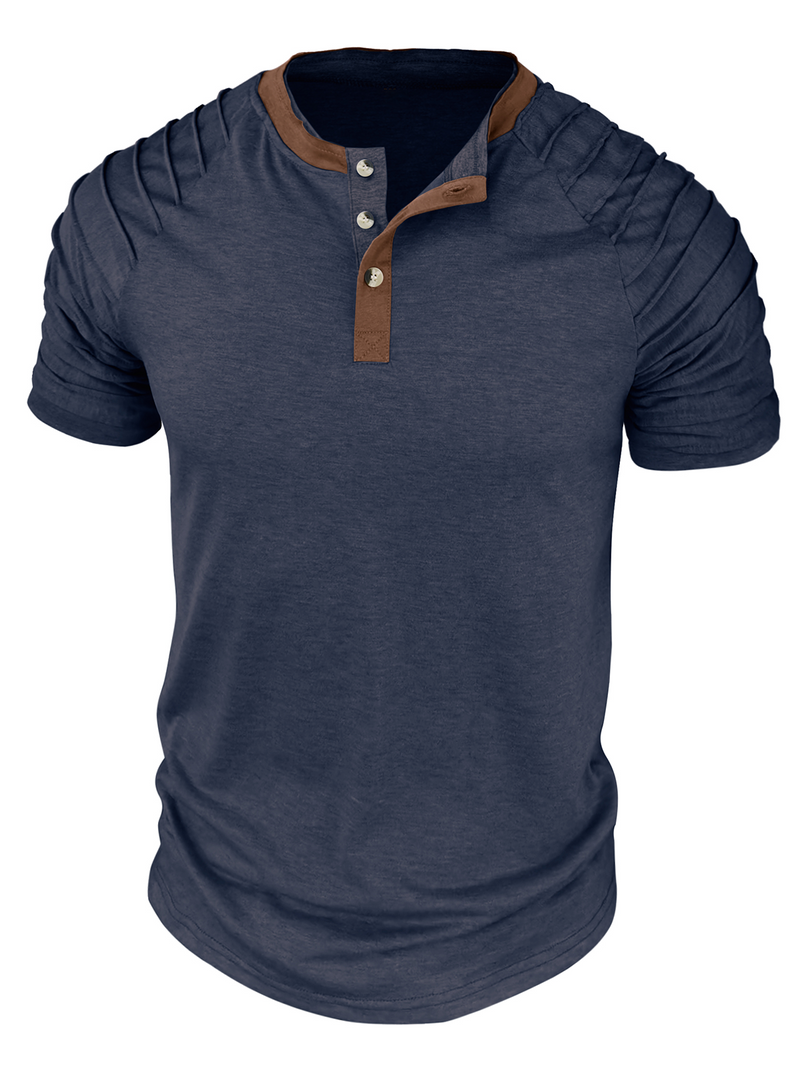 Men's Casual Color Summer Block Short Sleeve Solid Color T-shirt