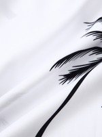 Men's Palm Tree Print Hawaiian Button Up Summer Short Sleeve Shirt