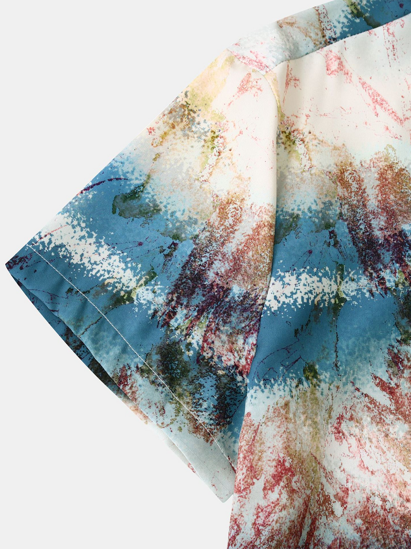 Men's Casual Gradient Abstract Vacation Short Sleeve Shirt