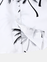 Men's Palm Tree Print Hawaiian Button Up Summer Short Sleeve Shirt
