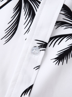 Men's Palm Tree Print Hawaiian Button Up Summer Short Sleeve Shirt