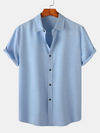 Men's Casual Breathable Solid Color Lapel Summer Short Sleeve Shirt