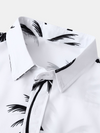 Men's Palm Tree Print Hawaiian Button Up Summer Short Sleeve Shirt