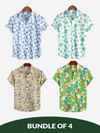 Bundle Of 4 | Men's Floral Cotton Tropical Hawaiian Shirts