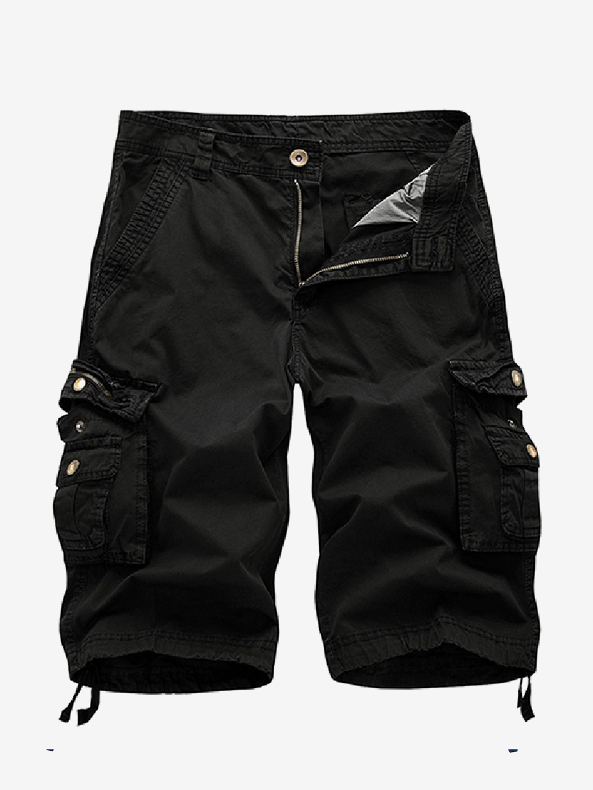 Men's Plus Size Solid Color Casual Outdoor Multi-Pocket Cotton Shorts