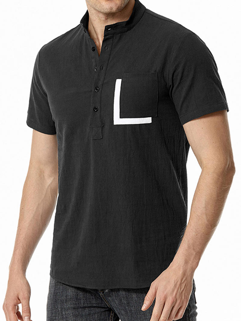 Men's Cotton Casual Pocket Beach Summer Short Sleeve Button Shirt
