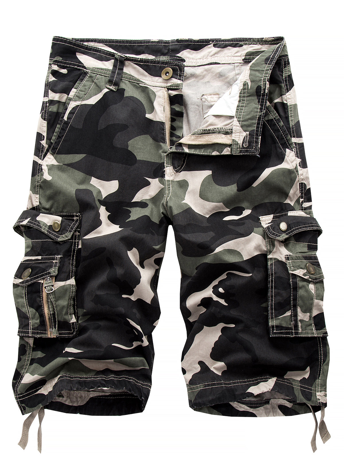 Men's Plus Size Solid Color Casual Cotton Camo Shorts
