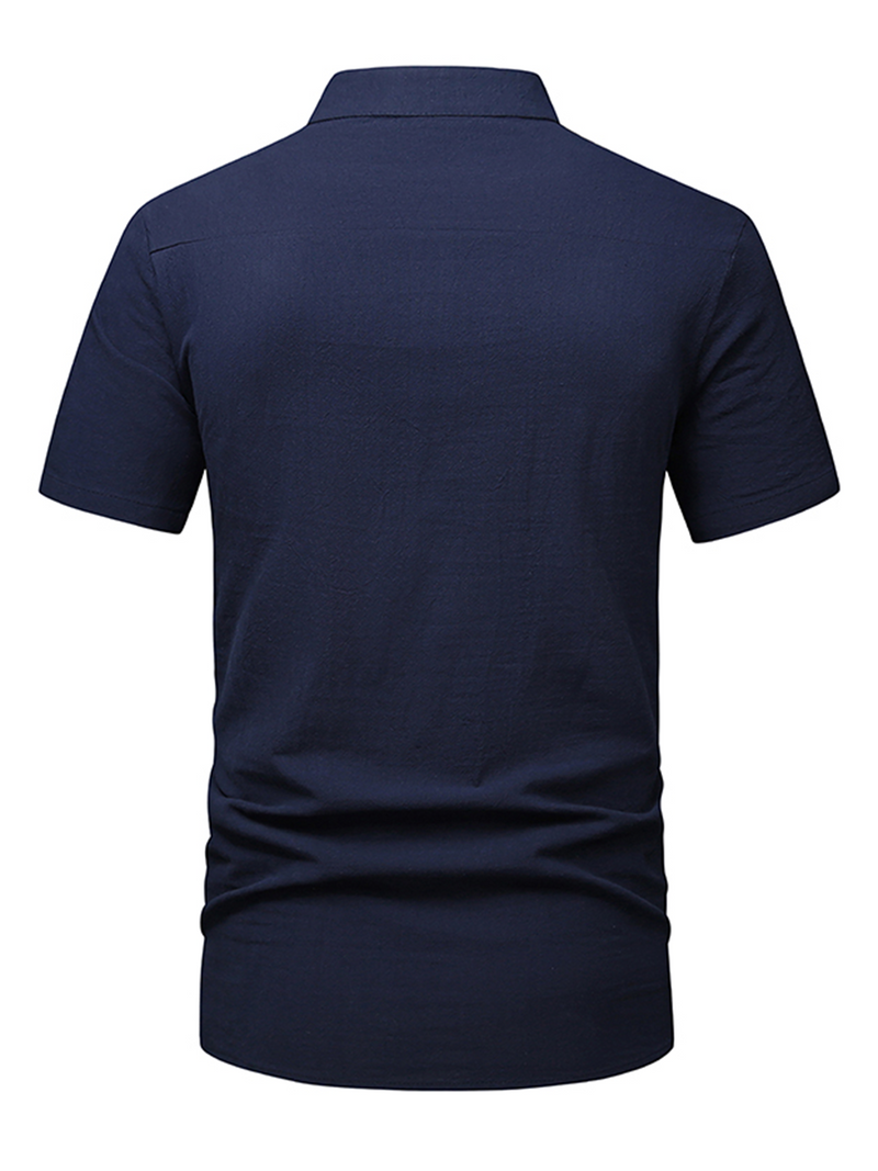 Men's Cotton Casual Pocket Beach Summer Short Sleeve Button Shirt