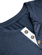 Men's Solid Color Cotton Casual Henry Collar Pocket Long Sleeve T-Shirt