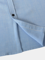 Men's Casual Breathable Solid Color Lapel Summer Short Sleeve Shirt