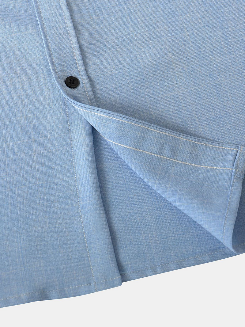 Men's Casual Breathable Solid Color Lapel Summer Short Sleeve Shirt