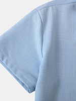 Men's Casual Breathable Solid Color Lapel Summer Short Sleeve Shirt