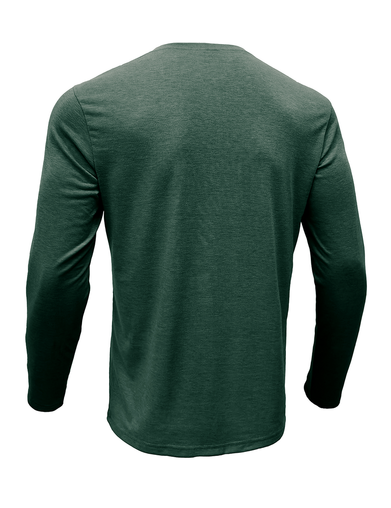 Men's Solid Color Cotton Casual Henry Collar Pocket Long Sleeve T-Shirt