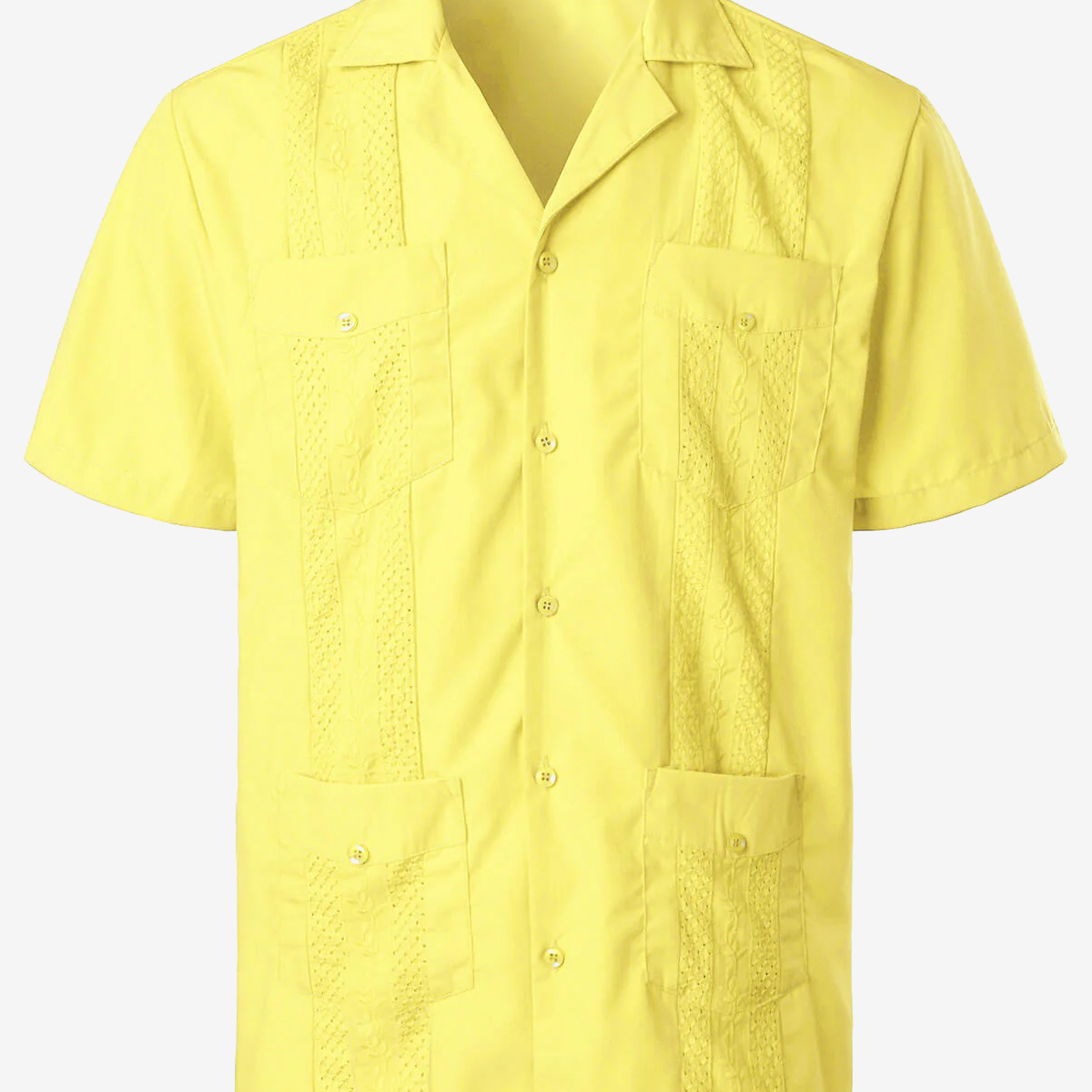 Men's Summer Cool Embroidery Cuban Guayabera Short Sleeve Button Up Beach Shirt